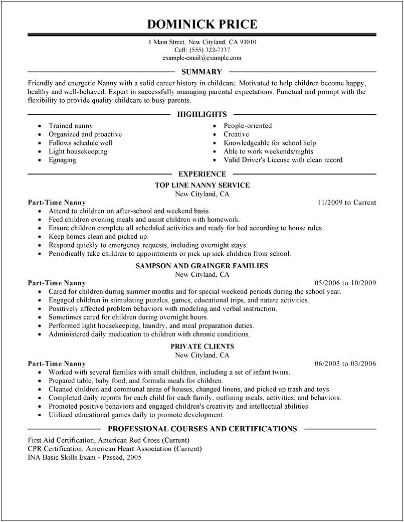 Resume For Part Time Job Singapore