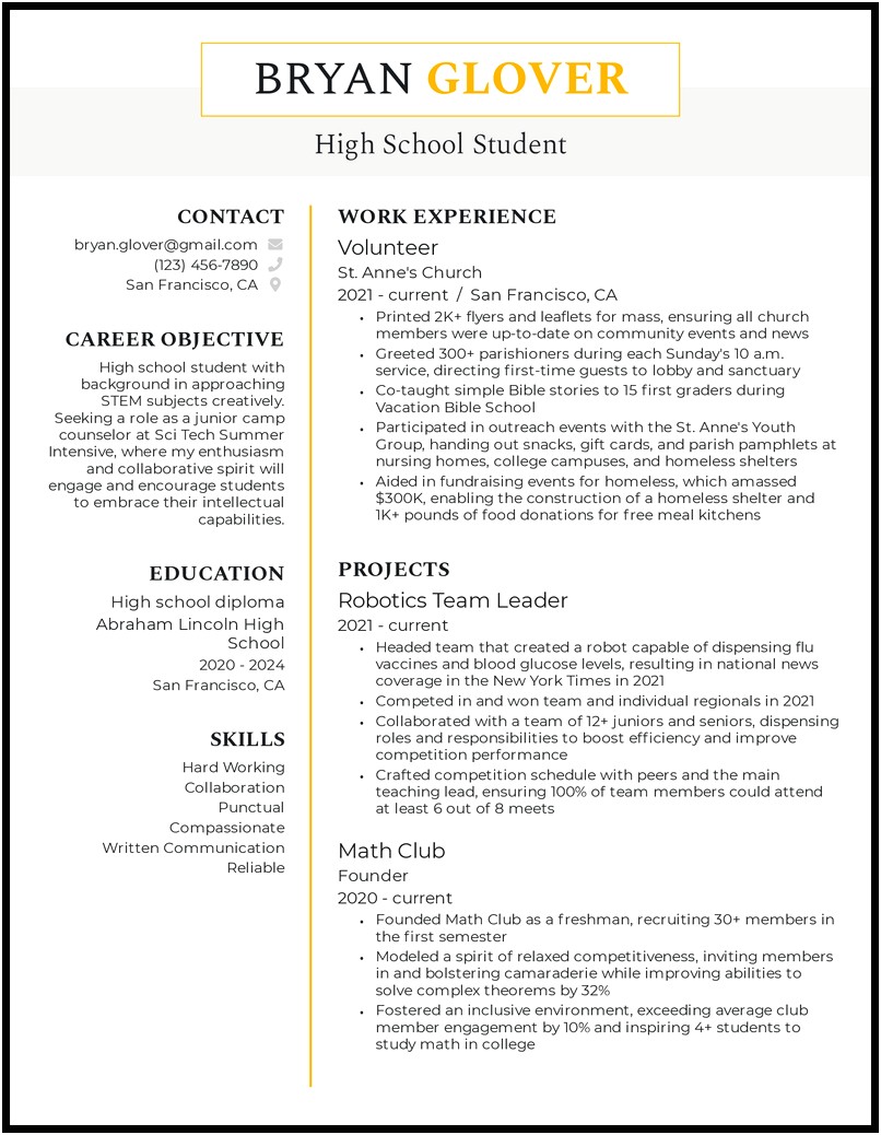 Resume For People With High School Diploma