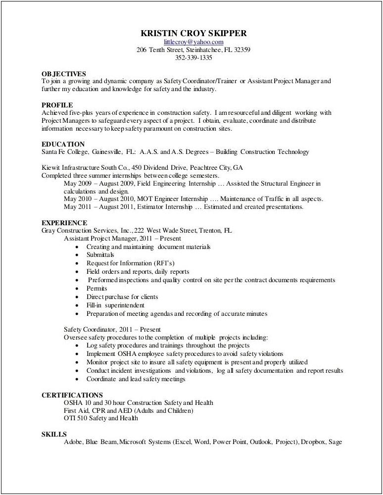 Resume For Project Manager For Point Of Purchase