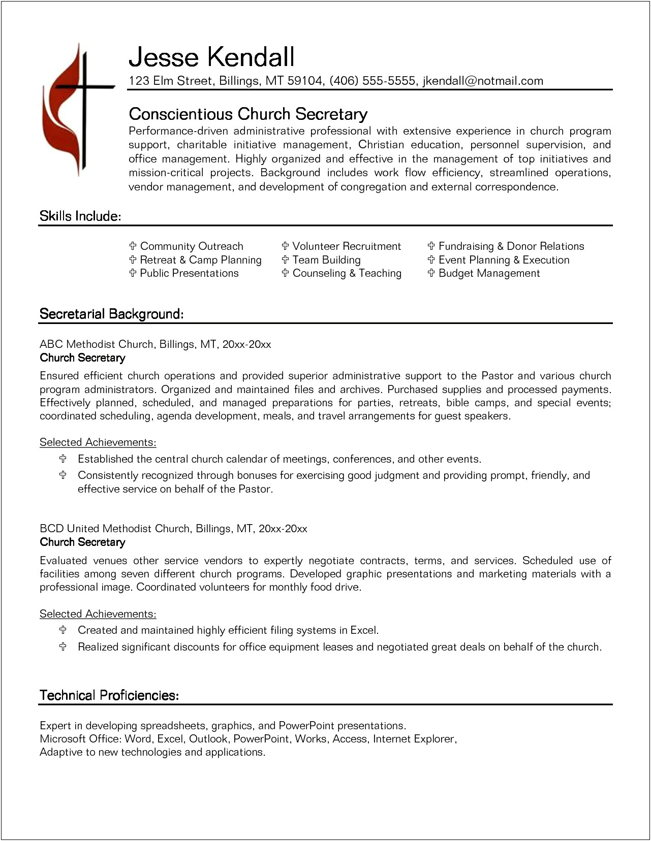 Resume For Secretary In A School