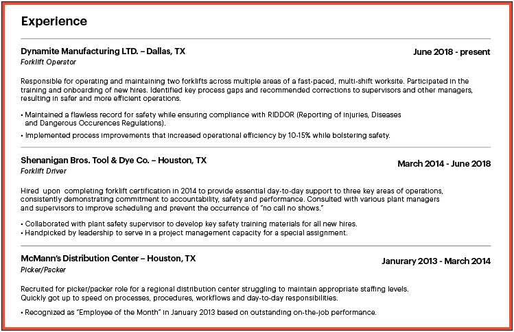 Resume For Someone With Little Work Experience Manufacturing