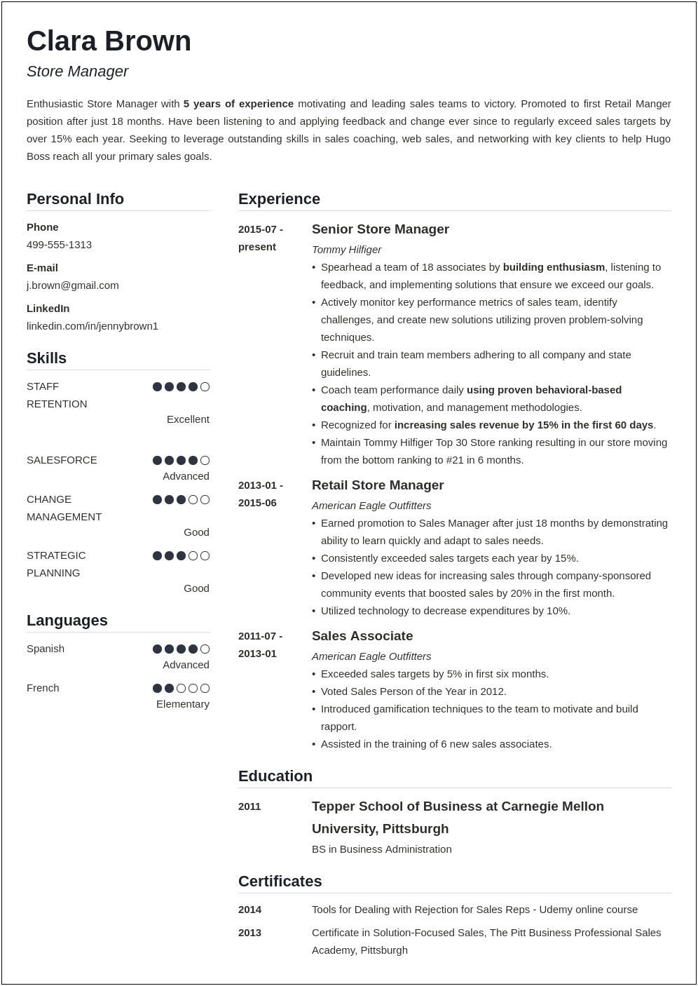 Resume For Store Manager At Rent A Center