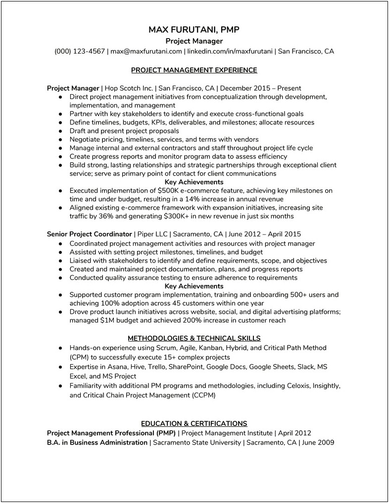 Resume For Supervisor Position Without Experience