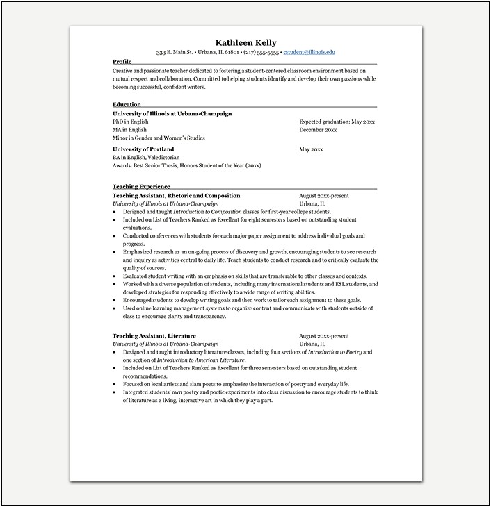 Resume For Teaching Job In School In India