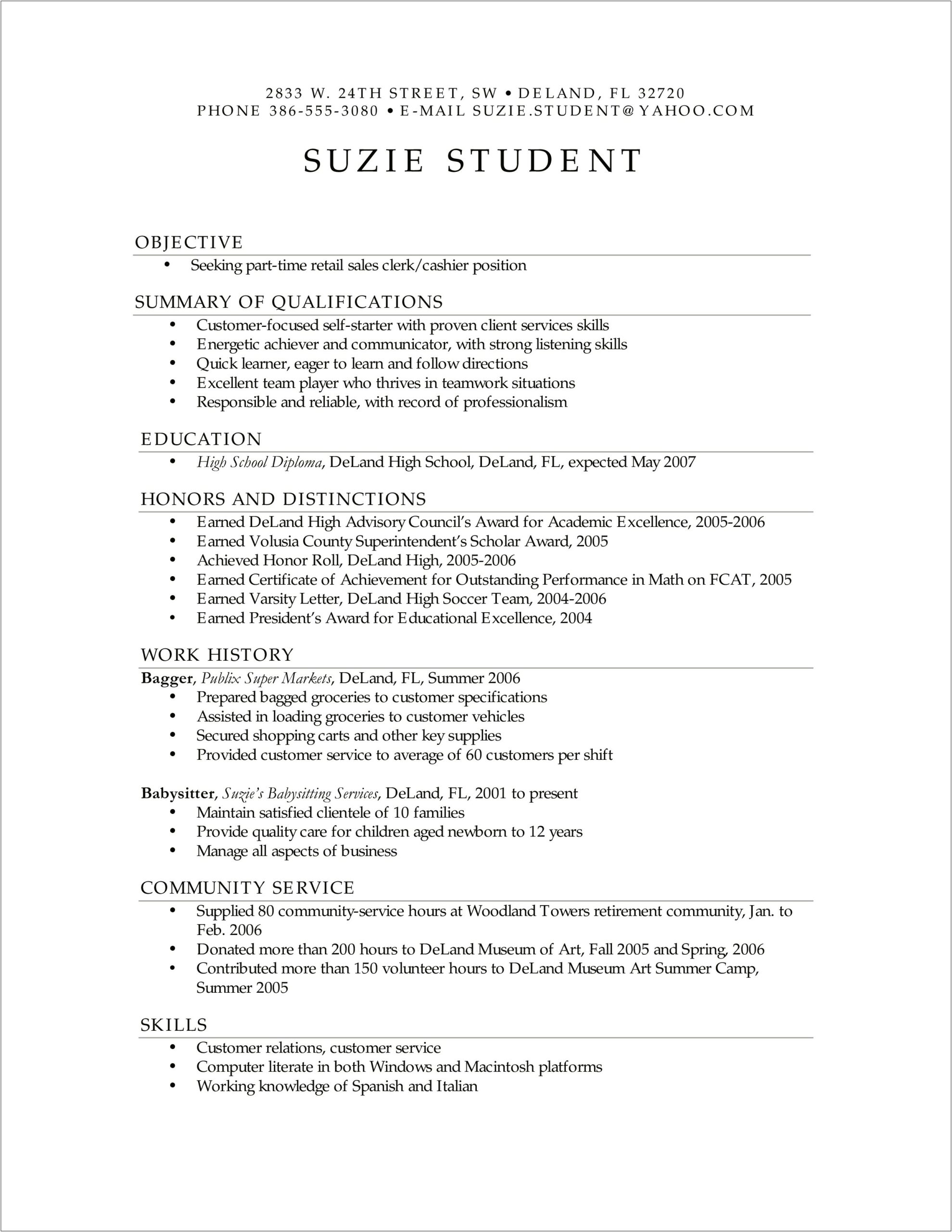 Resume For Teenager With Baby Sitting Experience