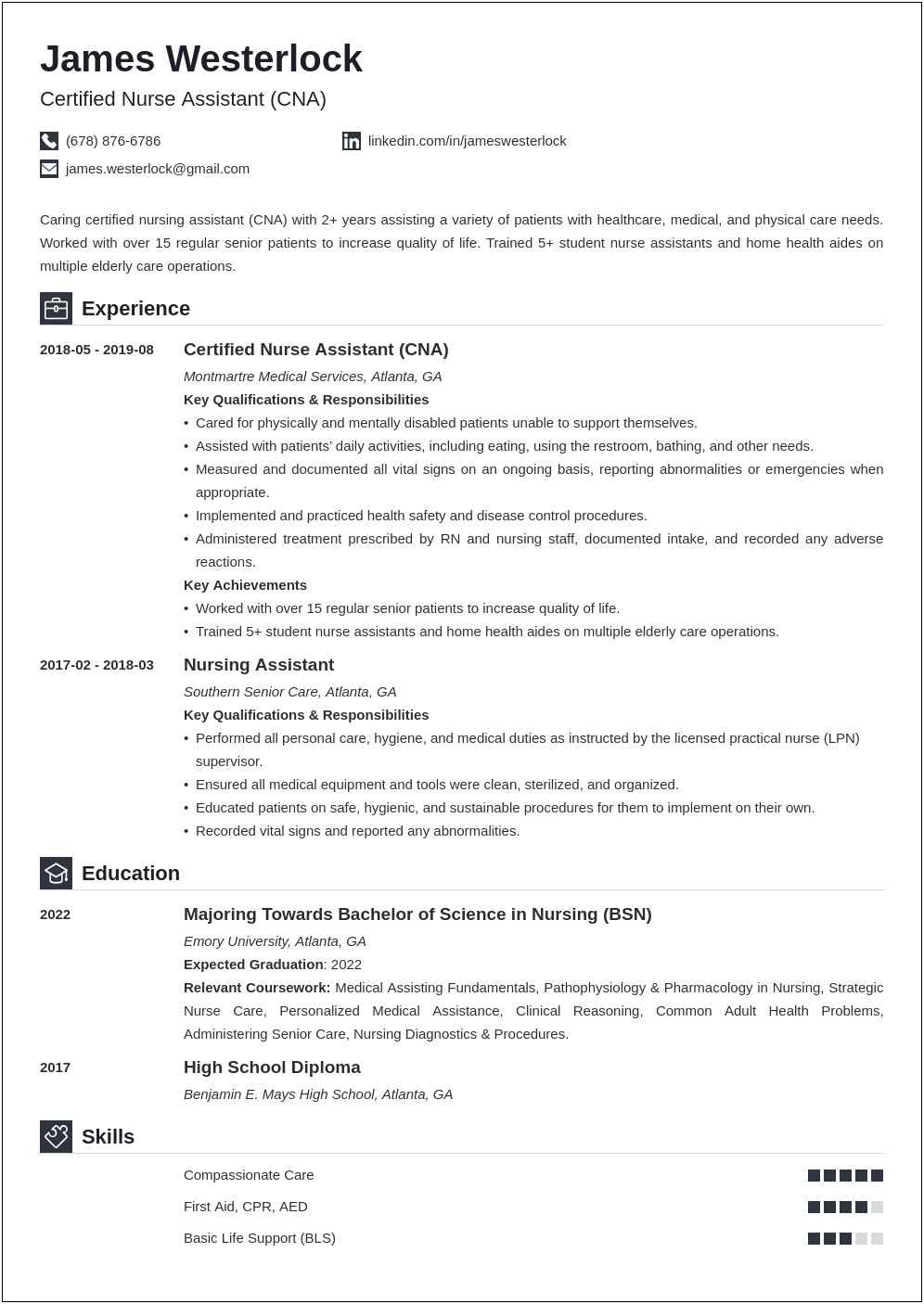 Resume For Working In A Hospital