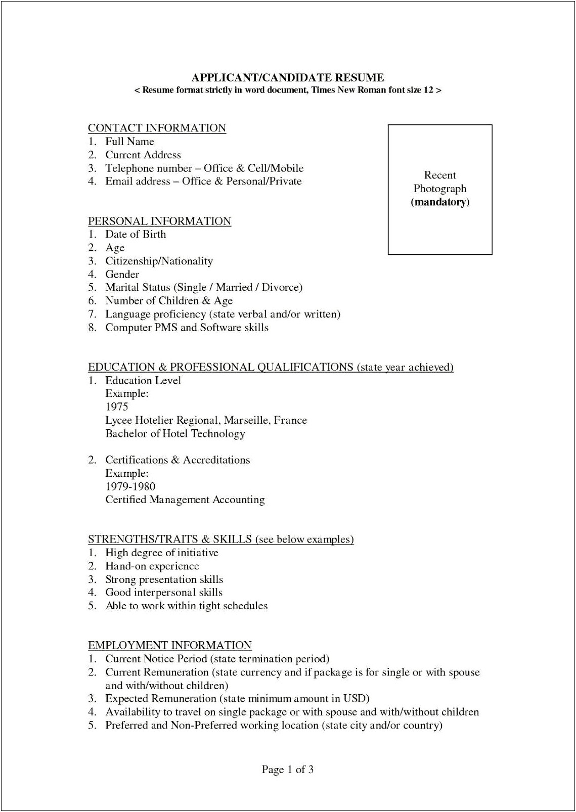 Resume Format For Office Boy Job