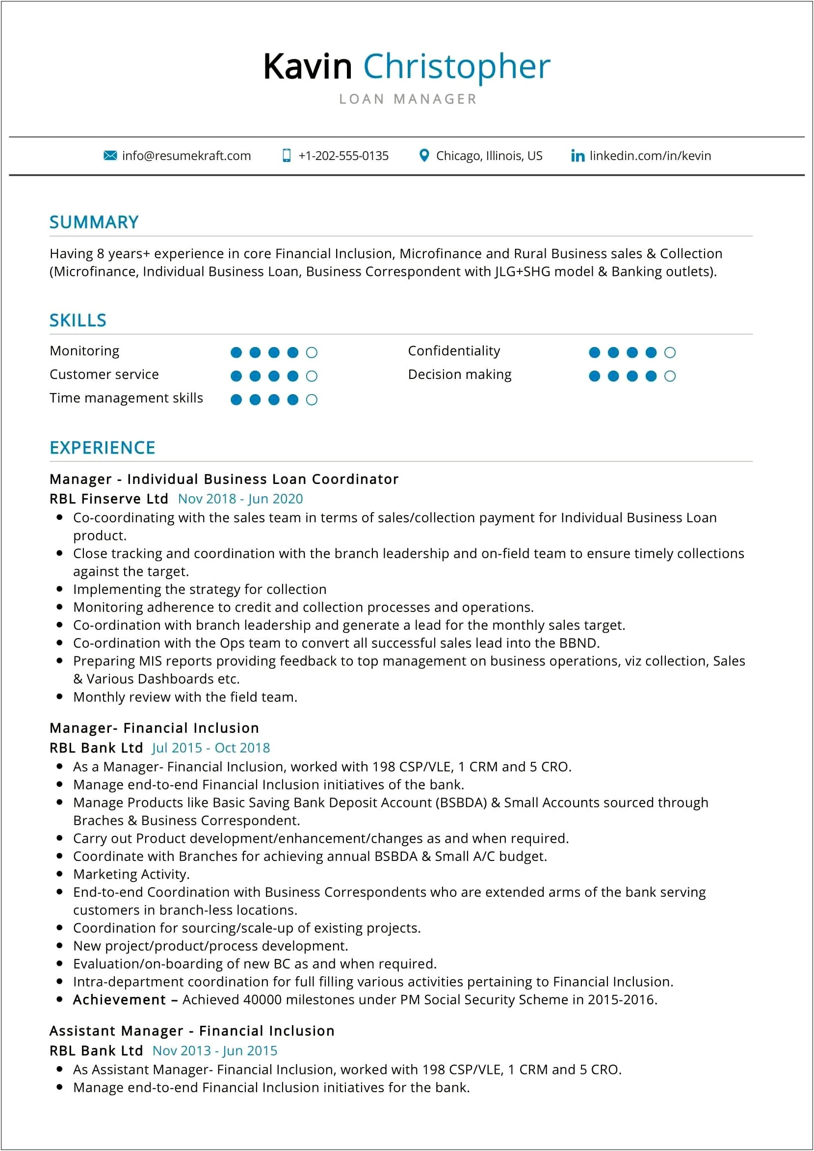 Resume Format Pdf For Bank Job