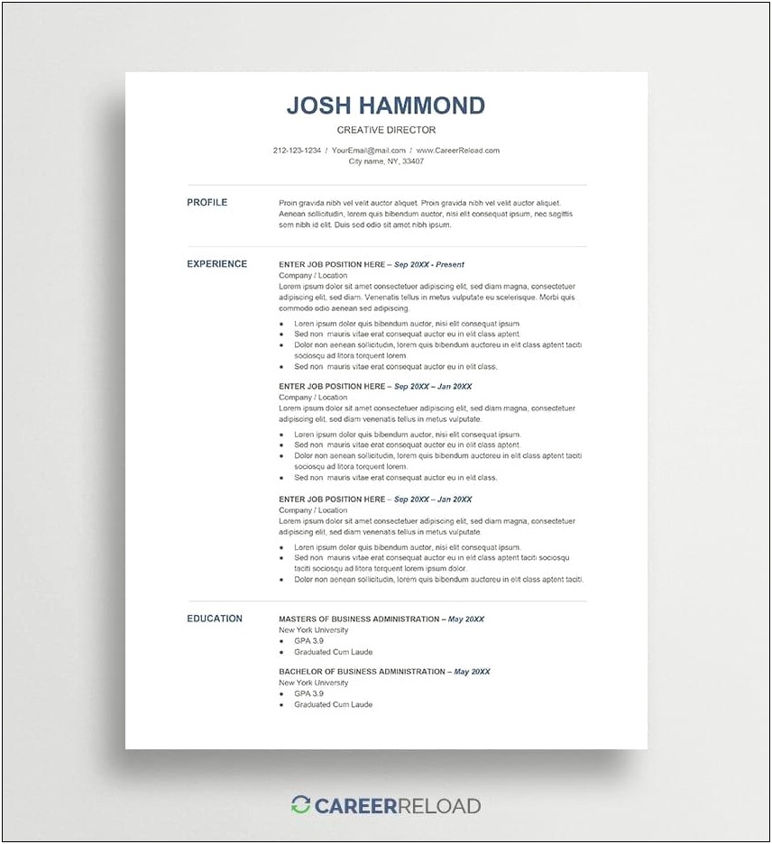 Resume Free Template For Google Docs