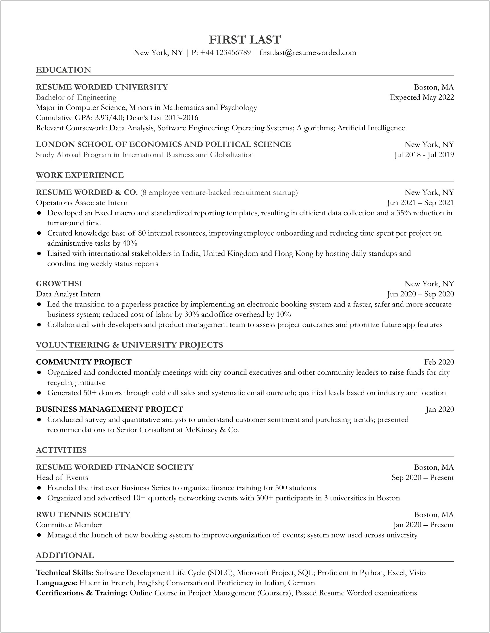 Resume Future Events Or Experiences Study Abroad