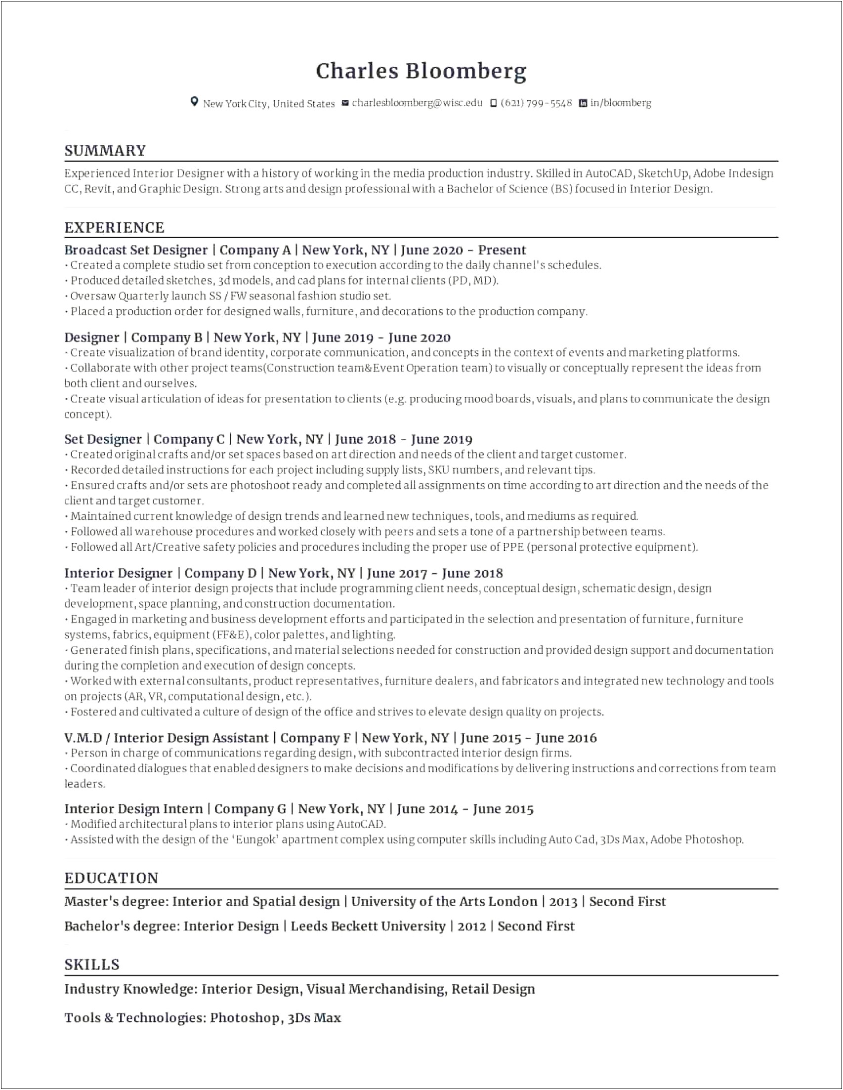 Resume Helped Internal Clients With Work