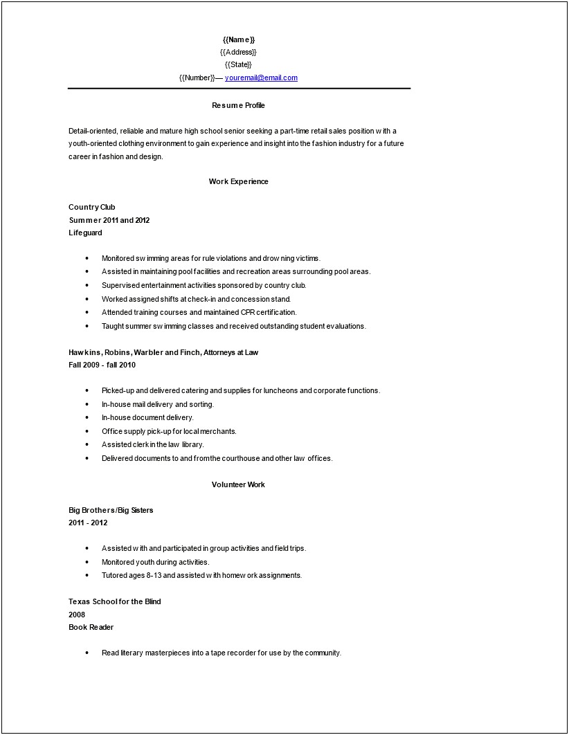 Resume Ideas For High School Students