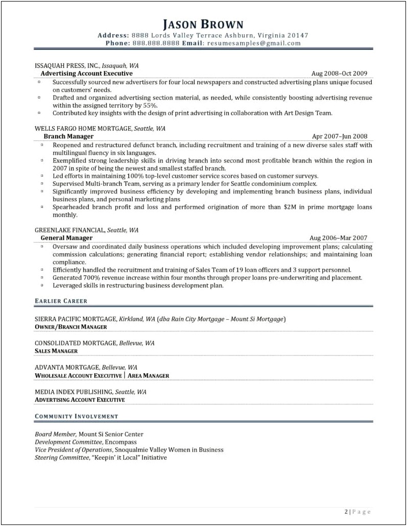 Resume Job Description For President Of Nonprofit