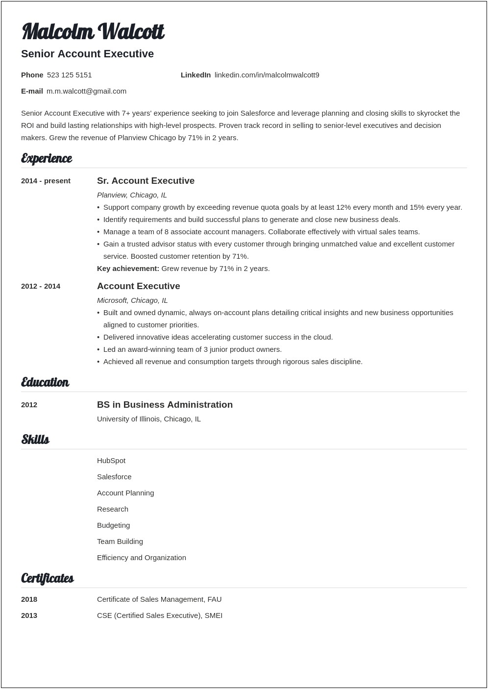 Resume Junior Account Executive In Canada Template