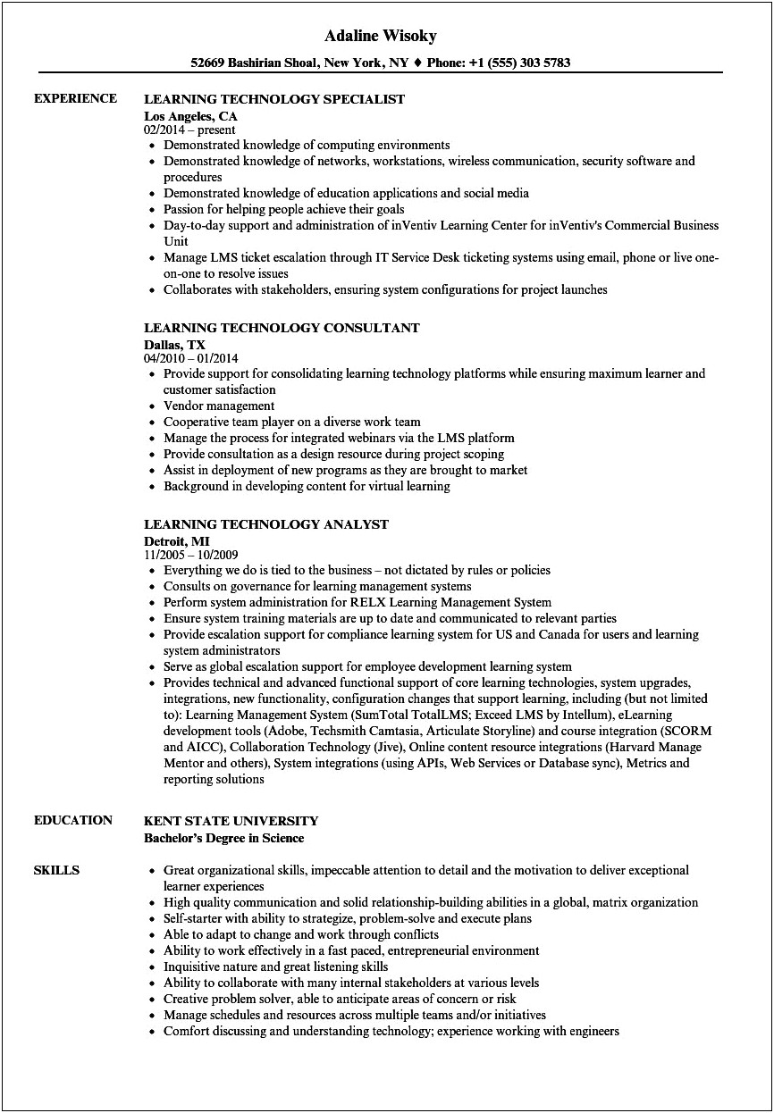 Resume Knowledge Not Learned In School