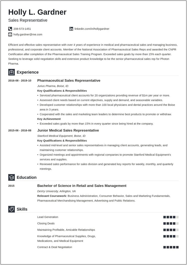 Resume Line Examples Sales And Marketing