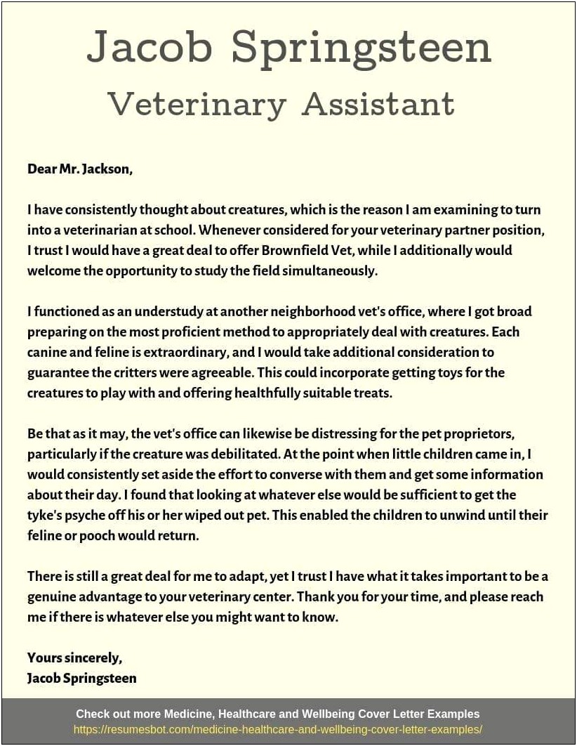 Resume Object Of In Animal Clinic