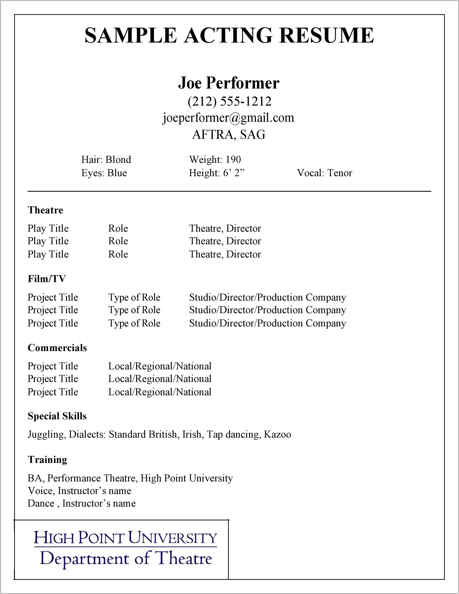 Resume Objective Examples For A Movie Theatre