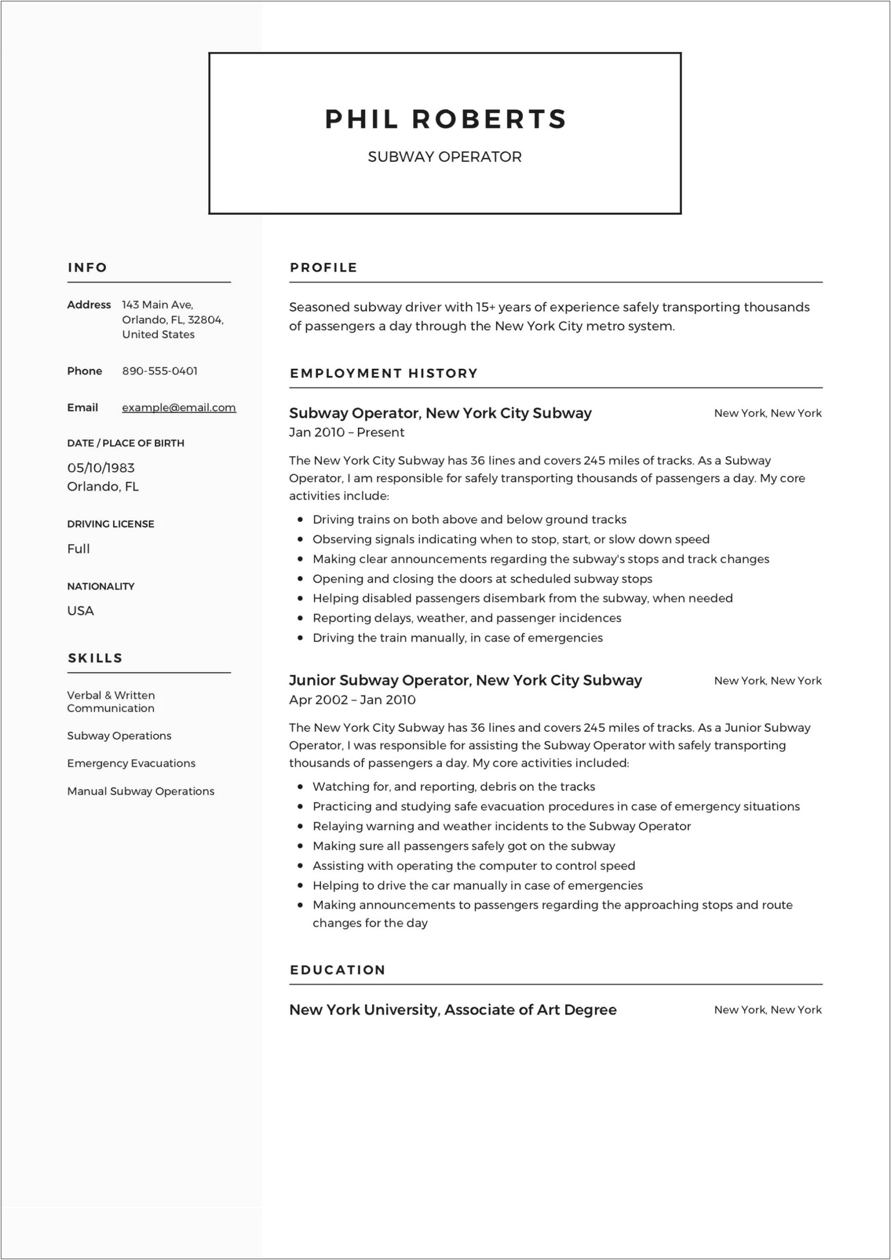 Resume Objective Examples For A Truck Driver