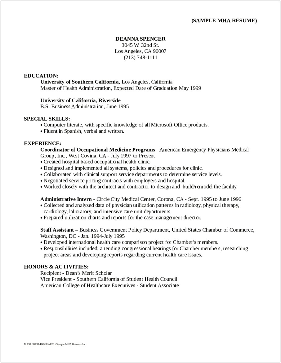 Resume Objective Examples For School Facilities Planner