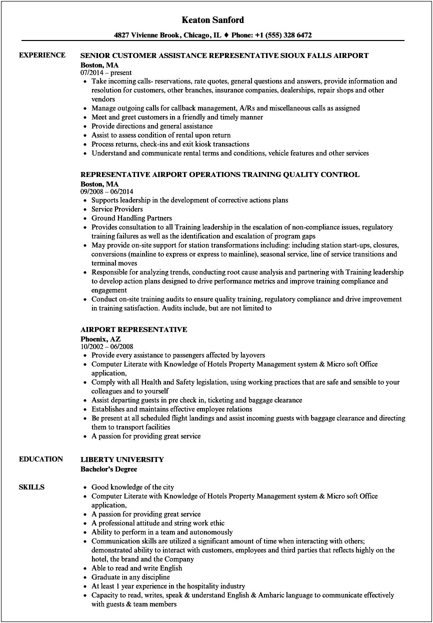 Resume Objective Examples Hawaiian Air Customer Service