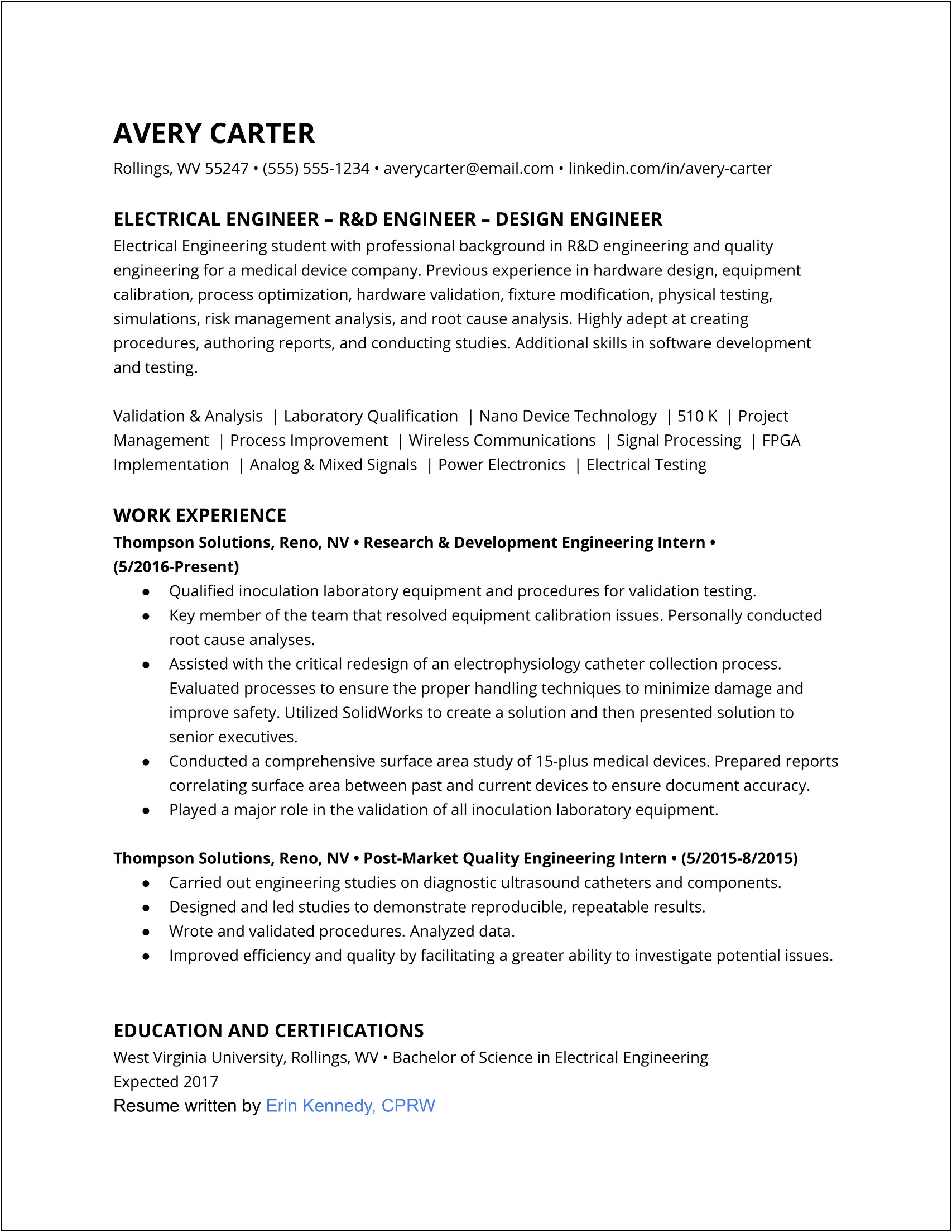 Resume Objective For 1 Year Experience Engineering
