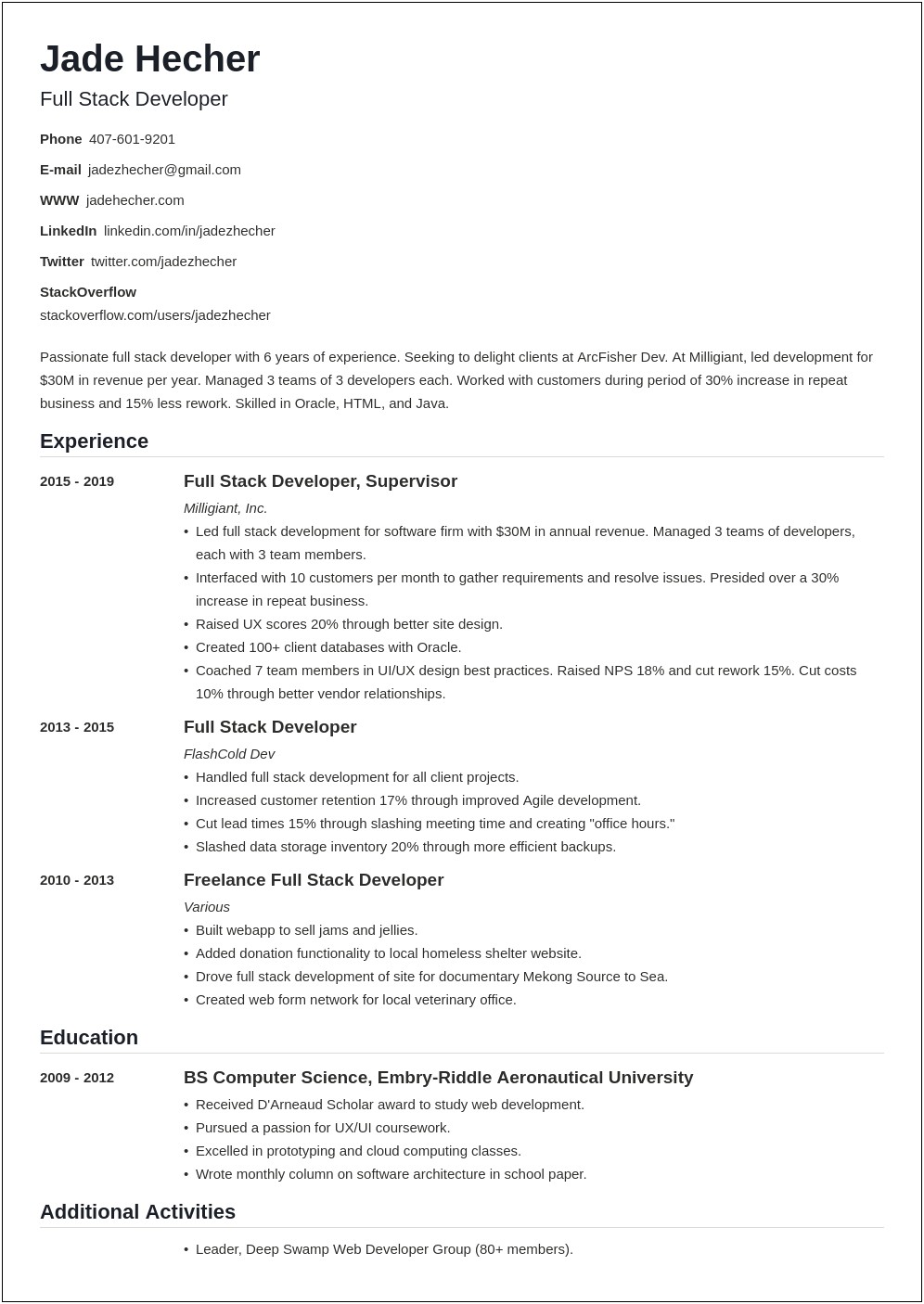 Resume Objective For A Job Developer