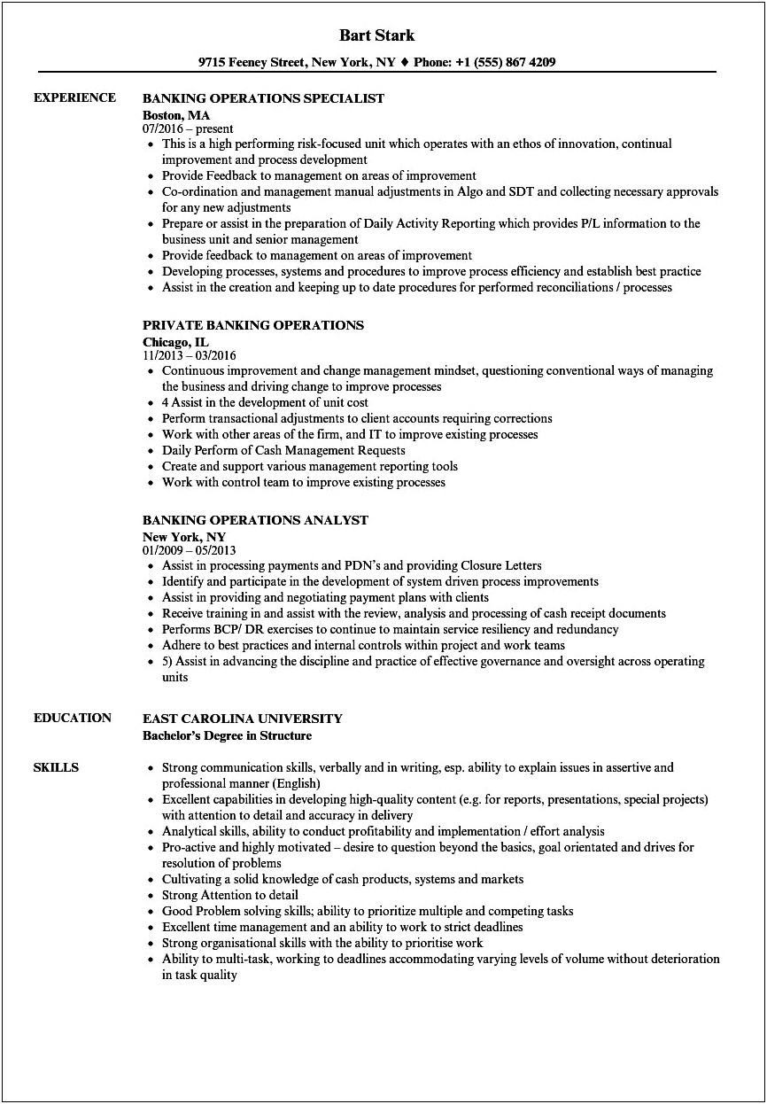 Resume Objective For Bank Customer Service