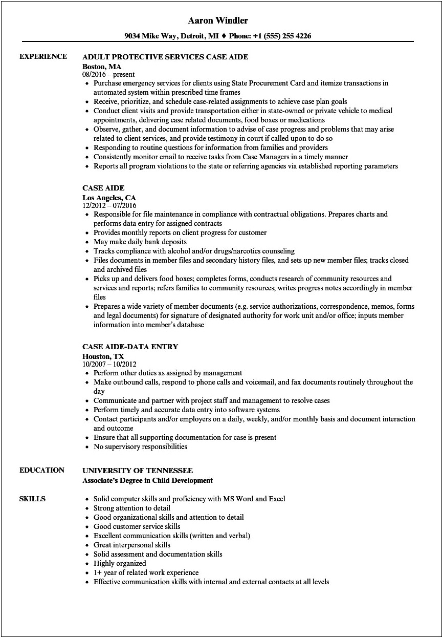 Resume Objective For Child Care Position