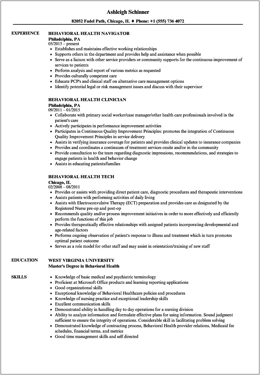 Resume Objective For Entry Level Behavior Therapist