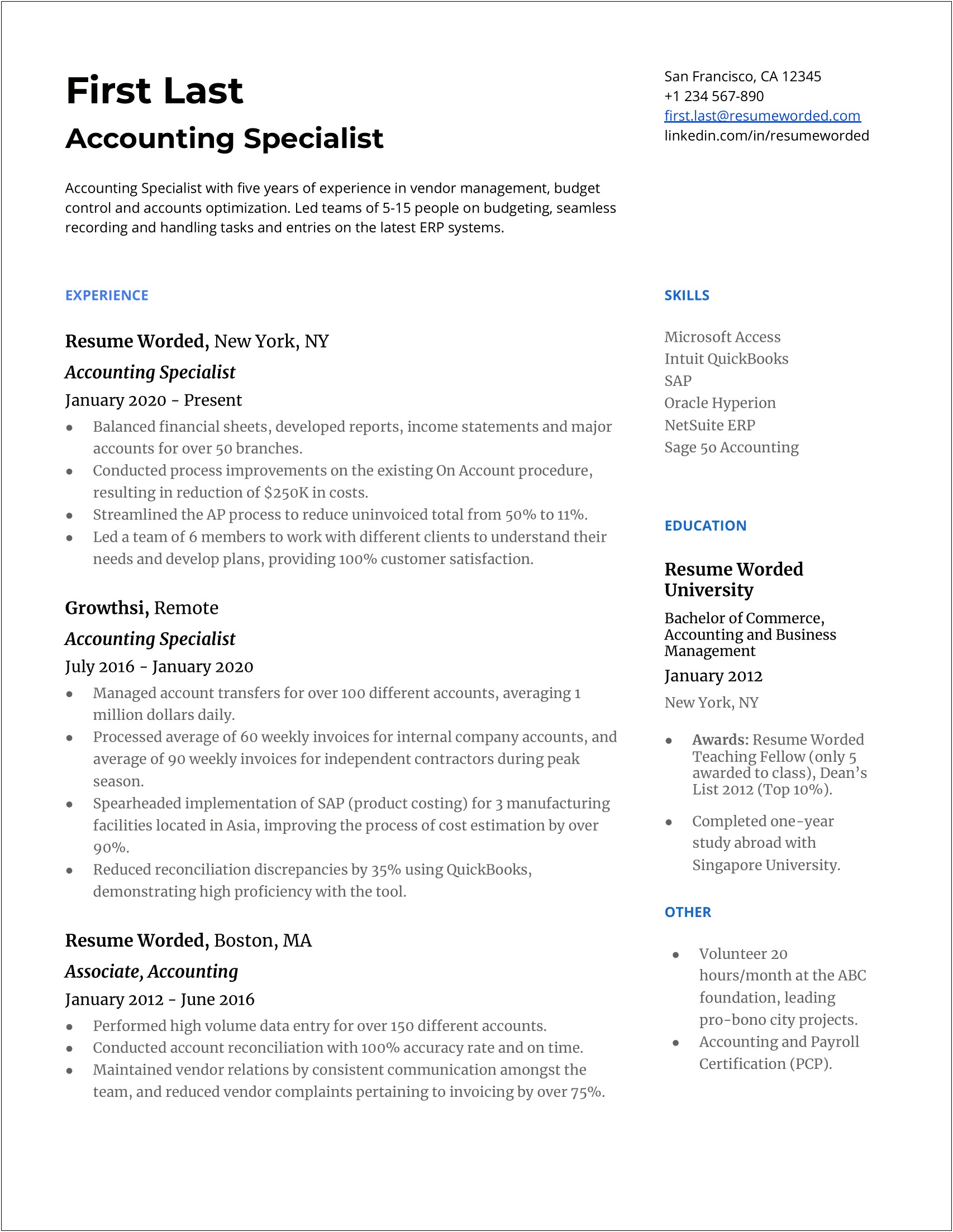 Resume Objective For Entry Level Bookkeeper