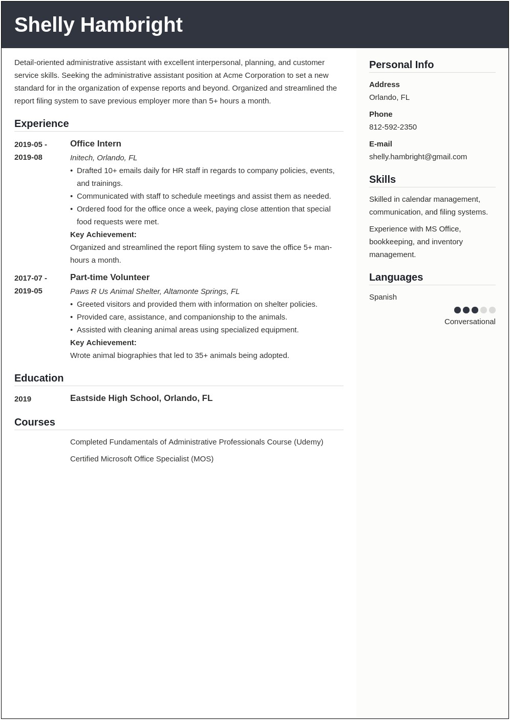 Resume Objective For Receptionist Administrative Assistant