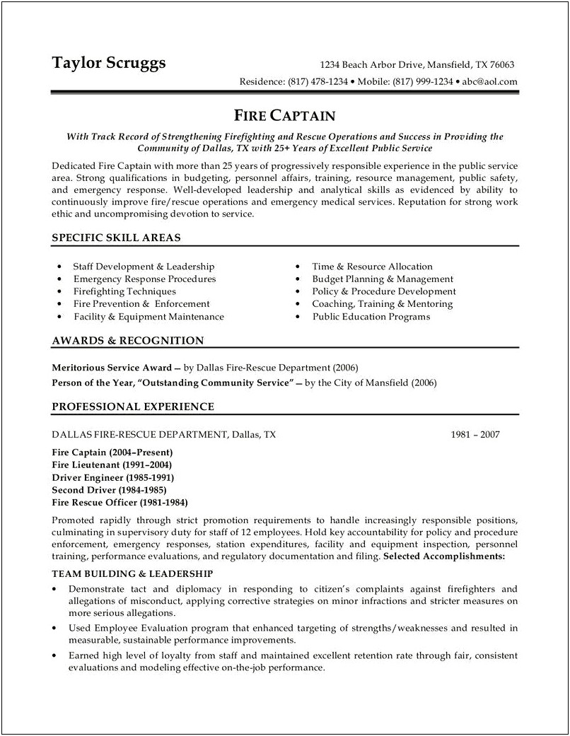 Resume Objective For Secuirty Guard Company