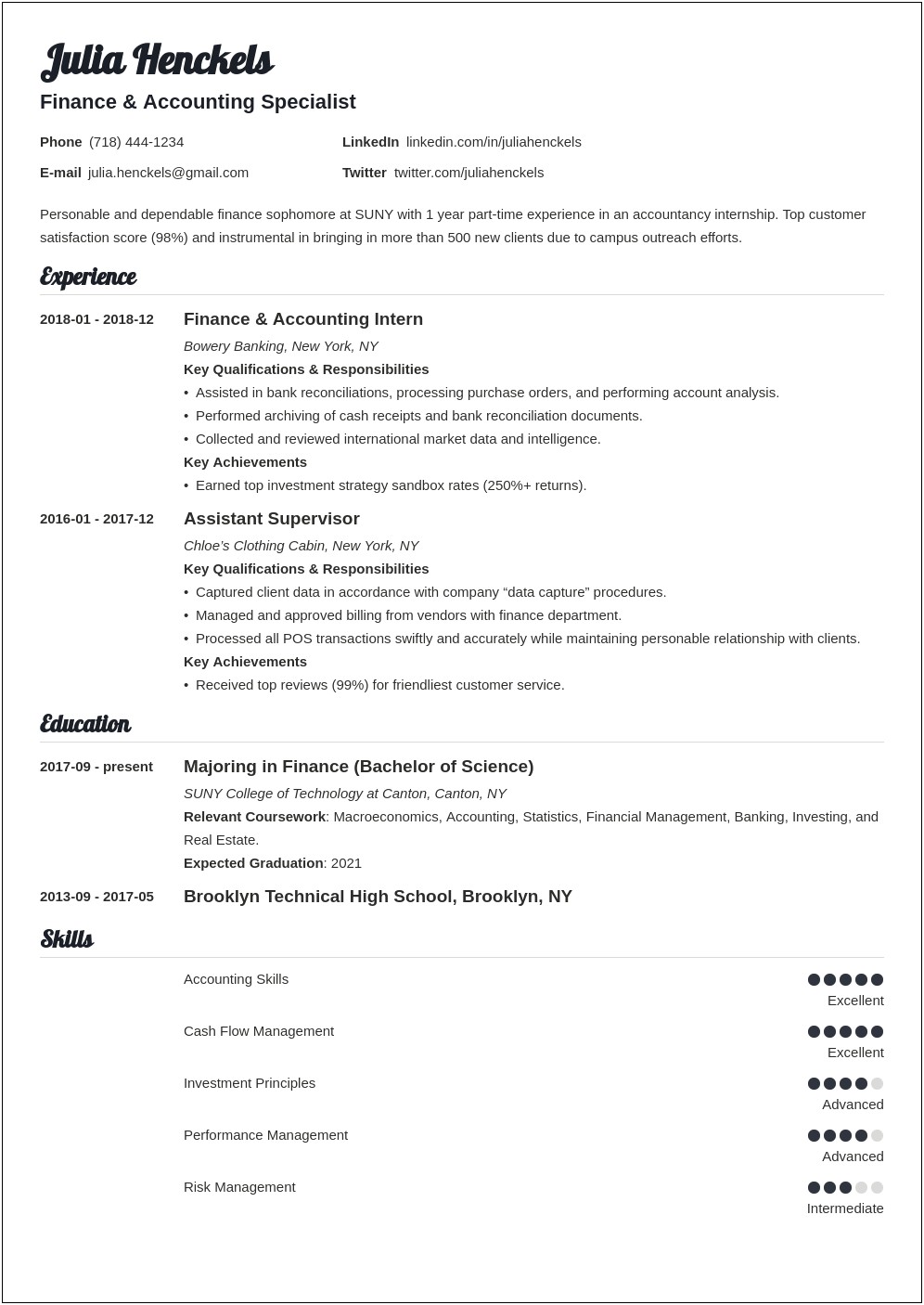 Resume Objective Samples For College Students