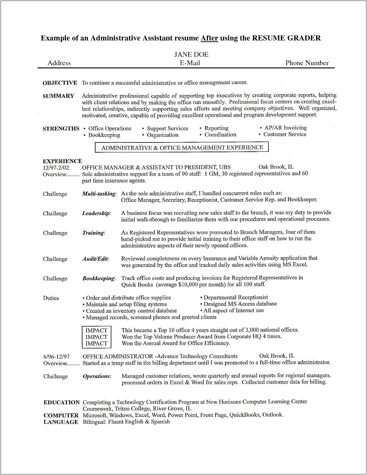 Resume Objective Statement For Admin Assistant