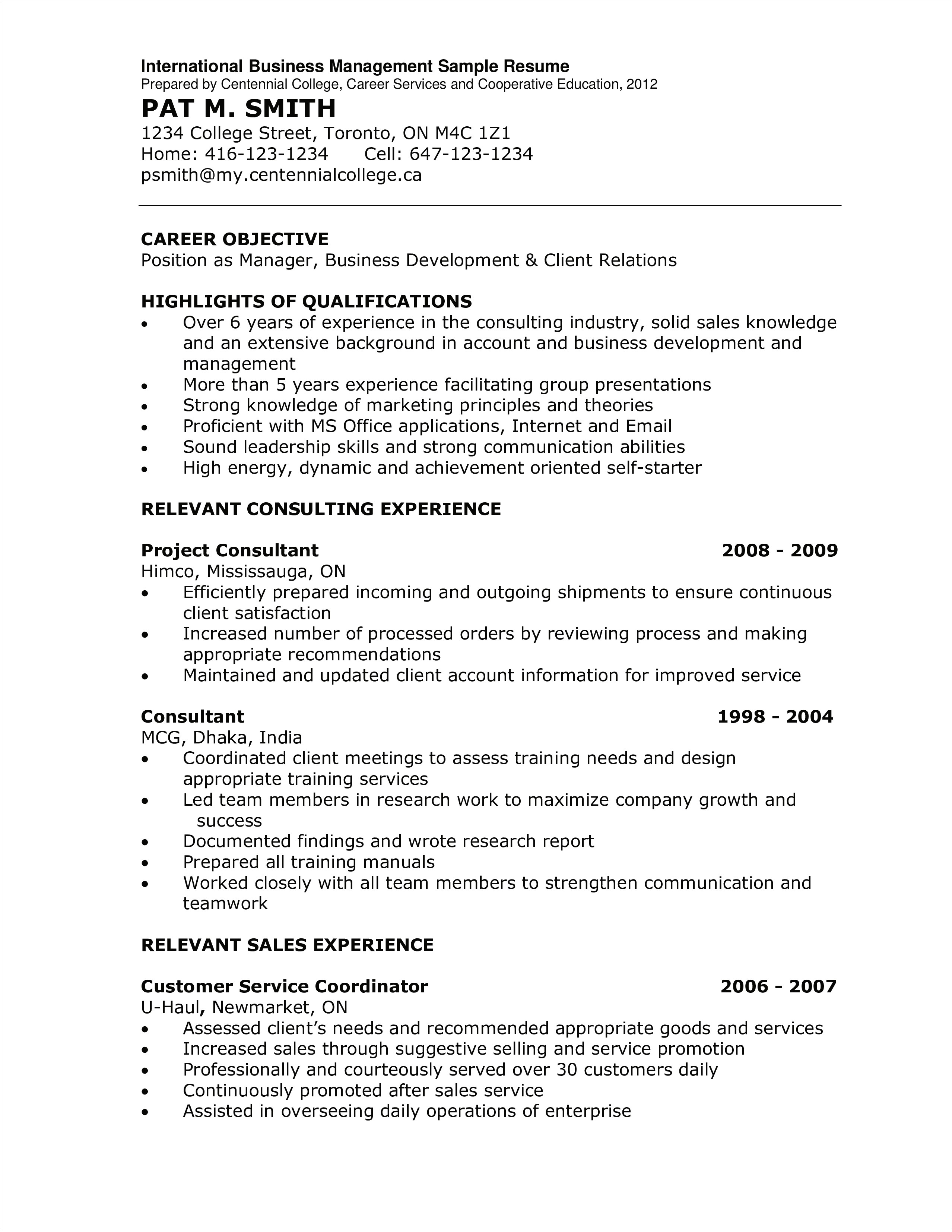 Resume Objectives For Business Management Jobs