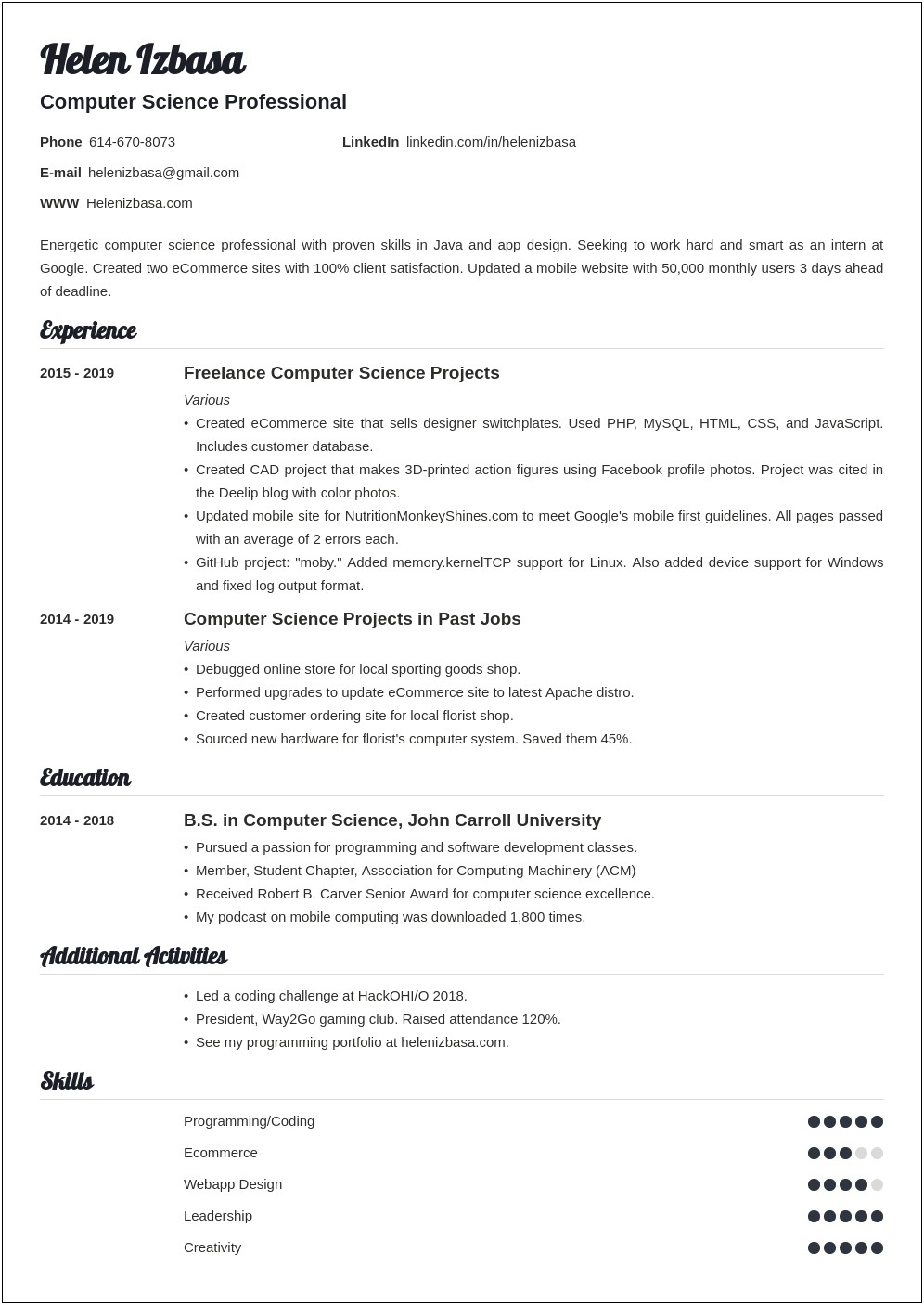 Resume Of A Internship Free No Membership