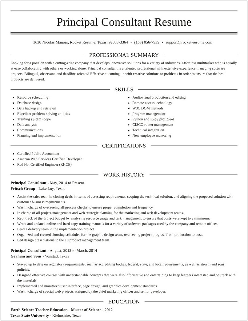 Resume Of Professor With Project Consultant Experience