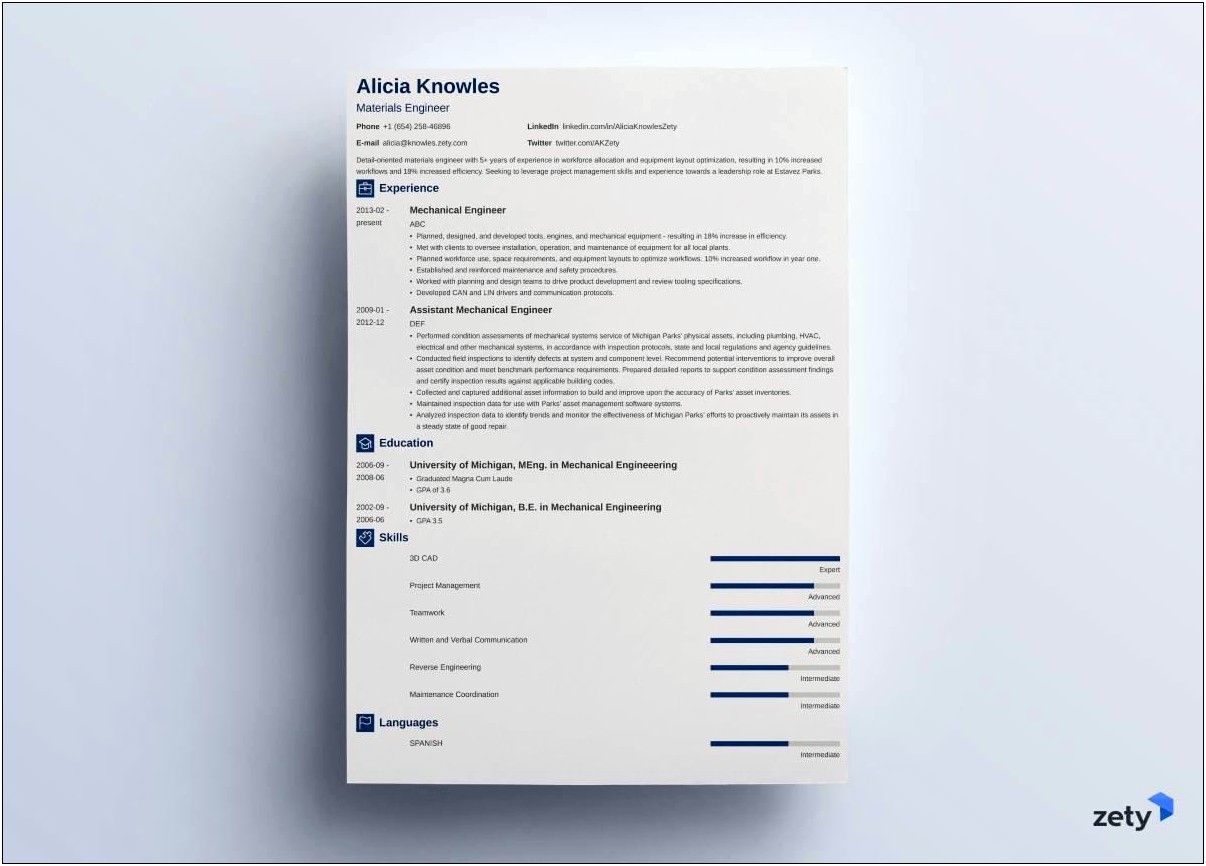 Resume One Page Lots Of Experience