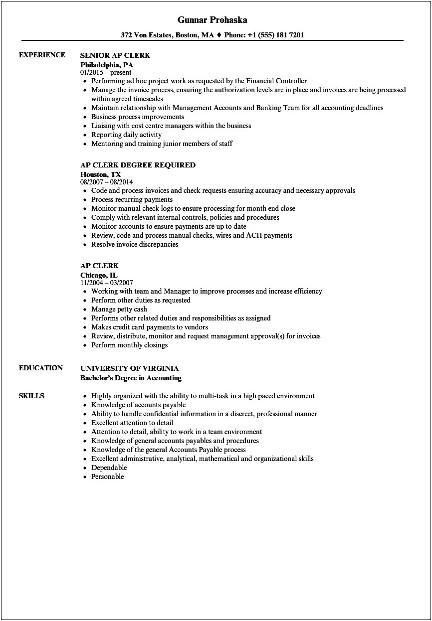 Resume Phrase For Working With Credit Cards