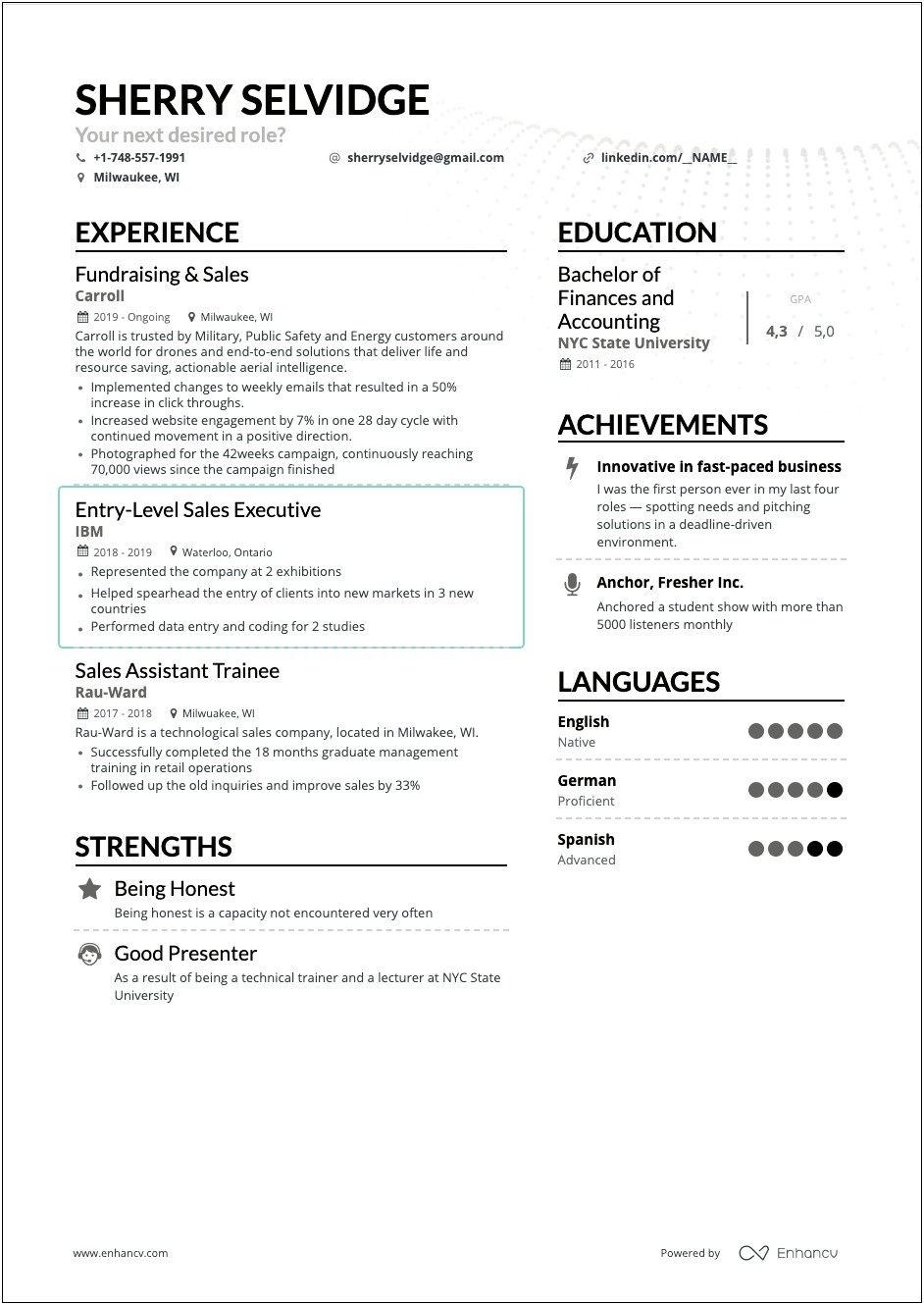 Resume Power Word For Data Entry