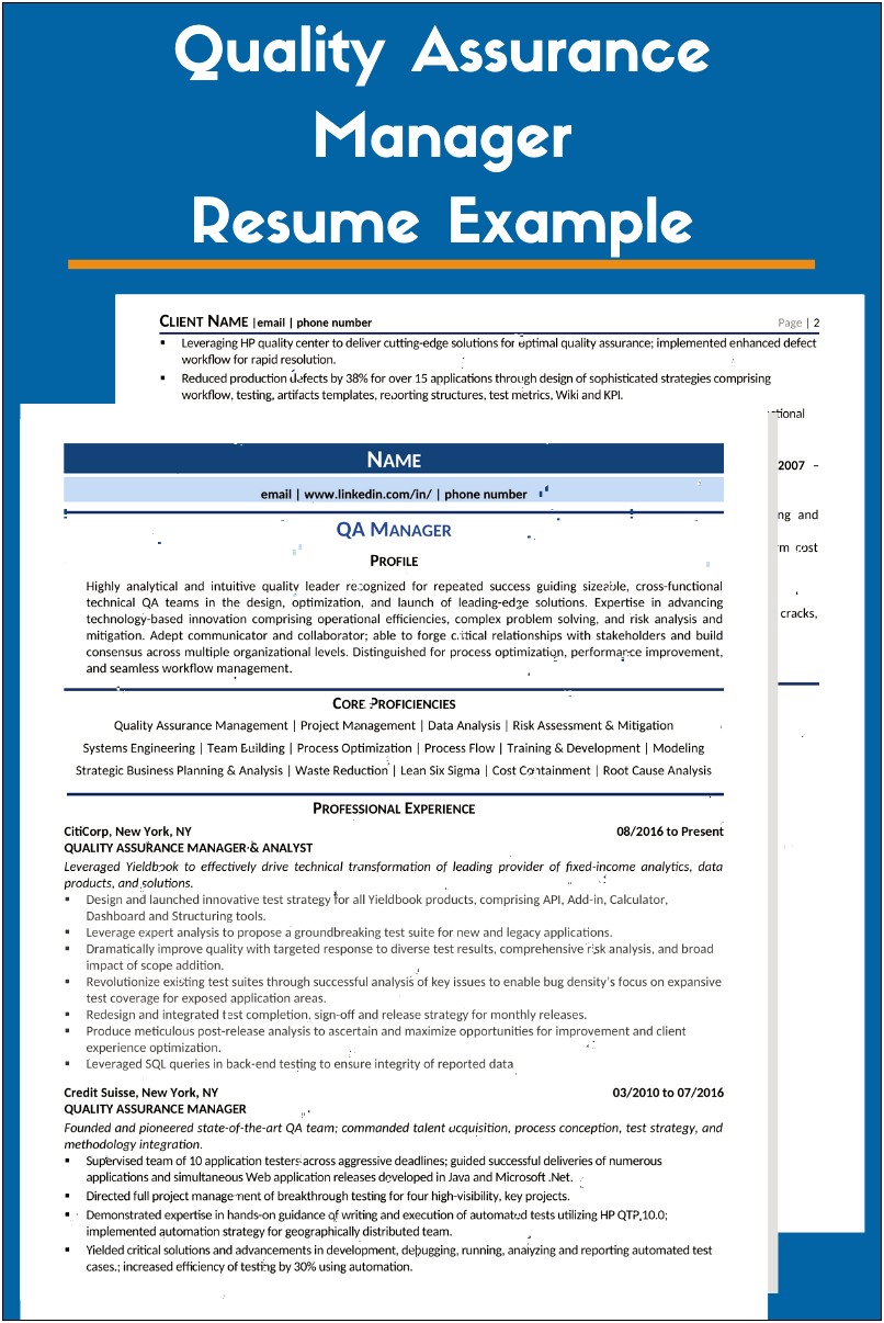 Resume Professional Summary Quality Assuarance Tech