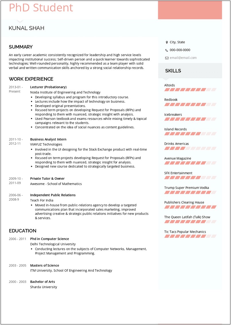 Resume Profile Examples Earning A Doctoral Degree