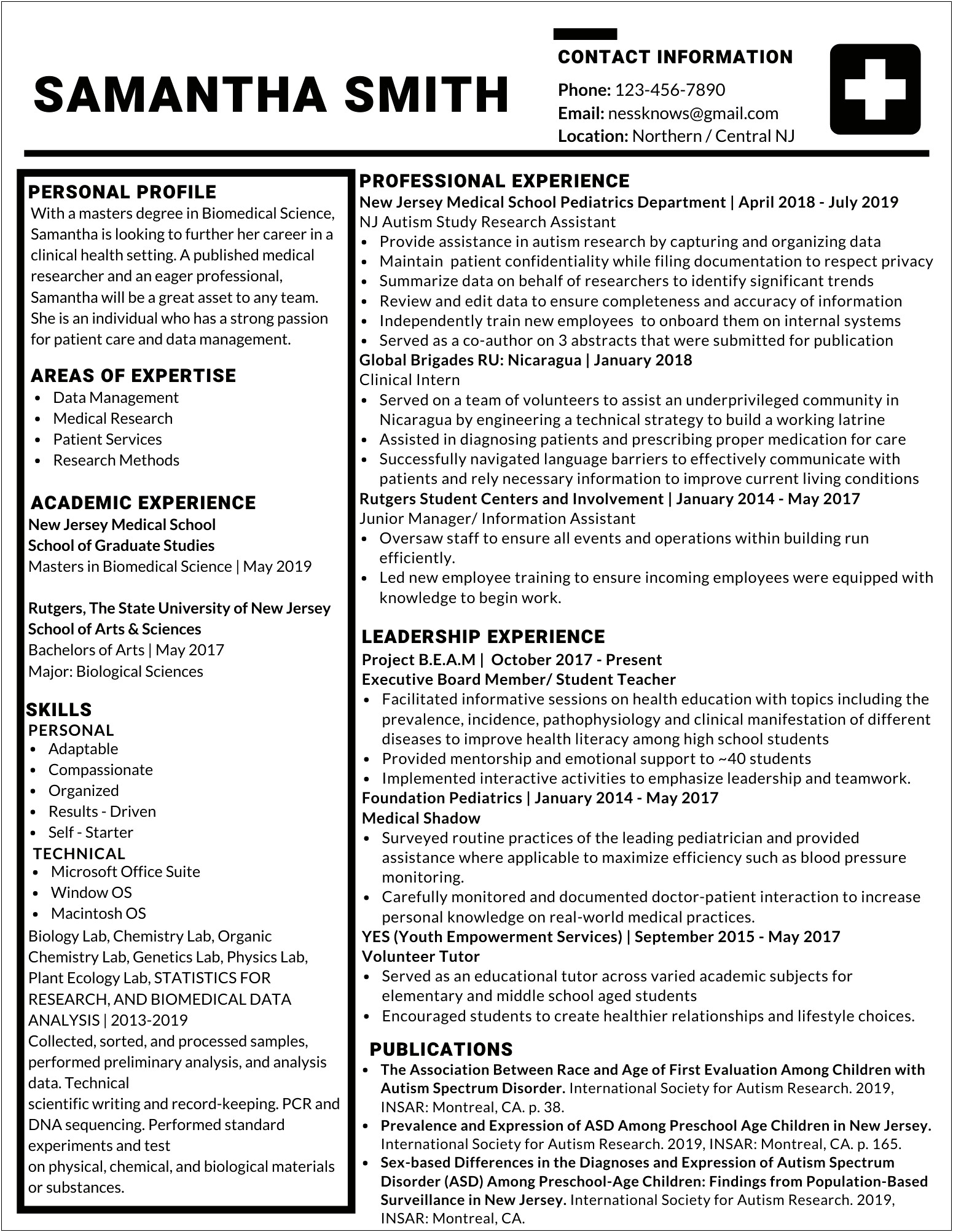 Resume Profile Summary Organic Chemist Example