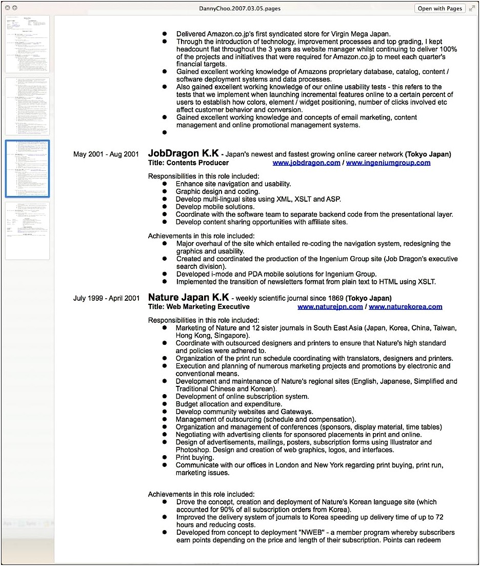 Resume Put Two Different Positions For Same Company