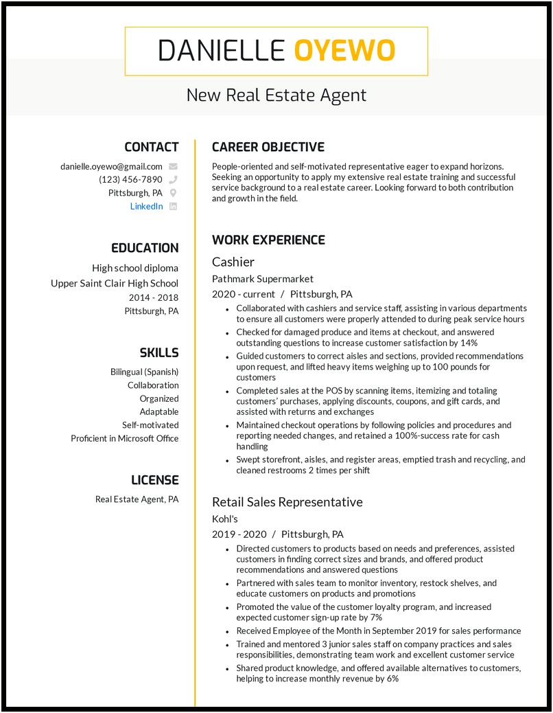 Resume Real Estate License Exam Wording