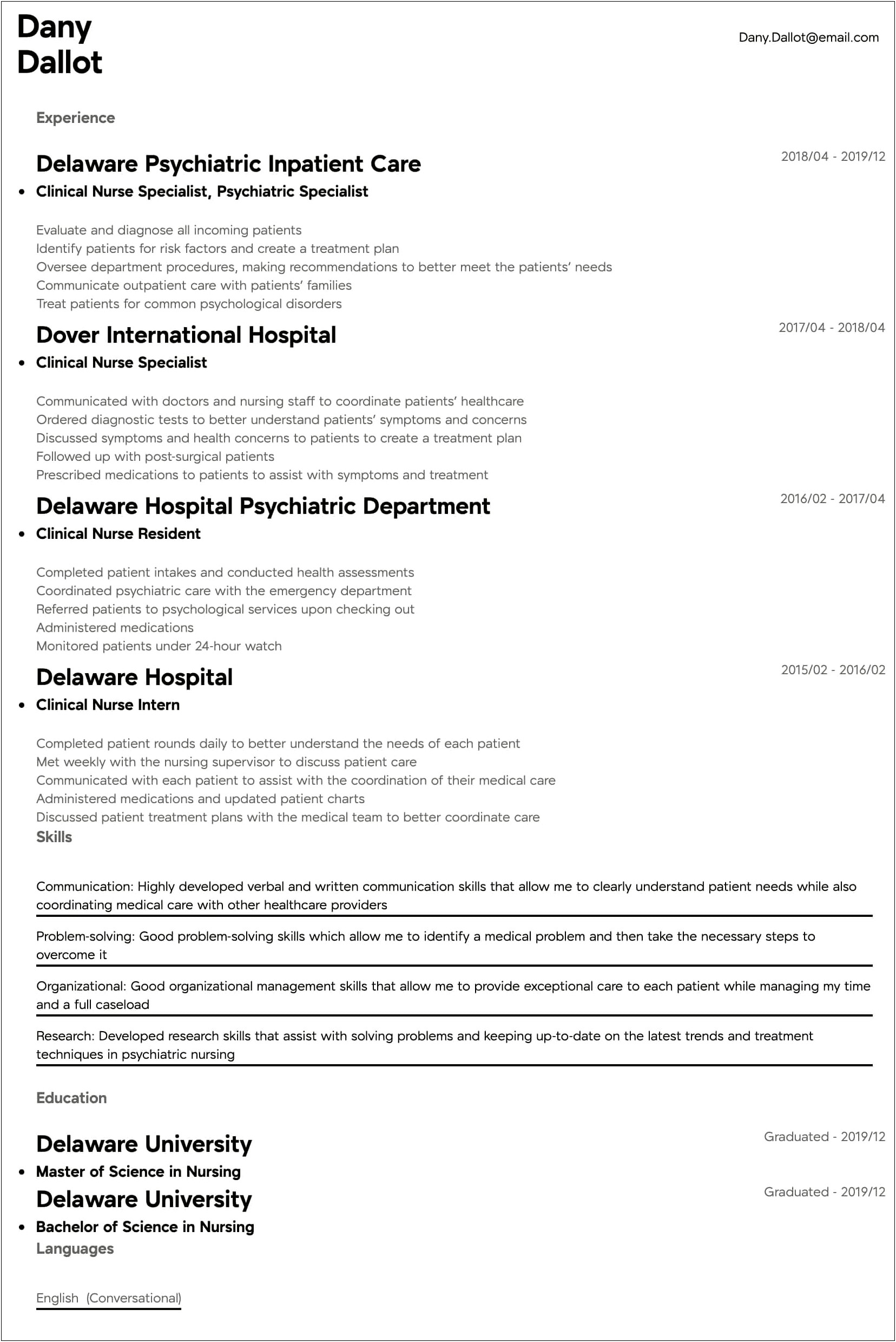 Resume Registered Nurse Family Practice With Experience