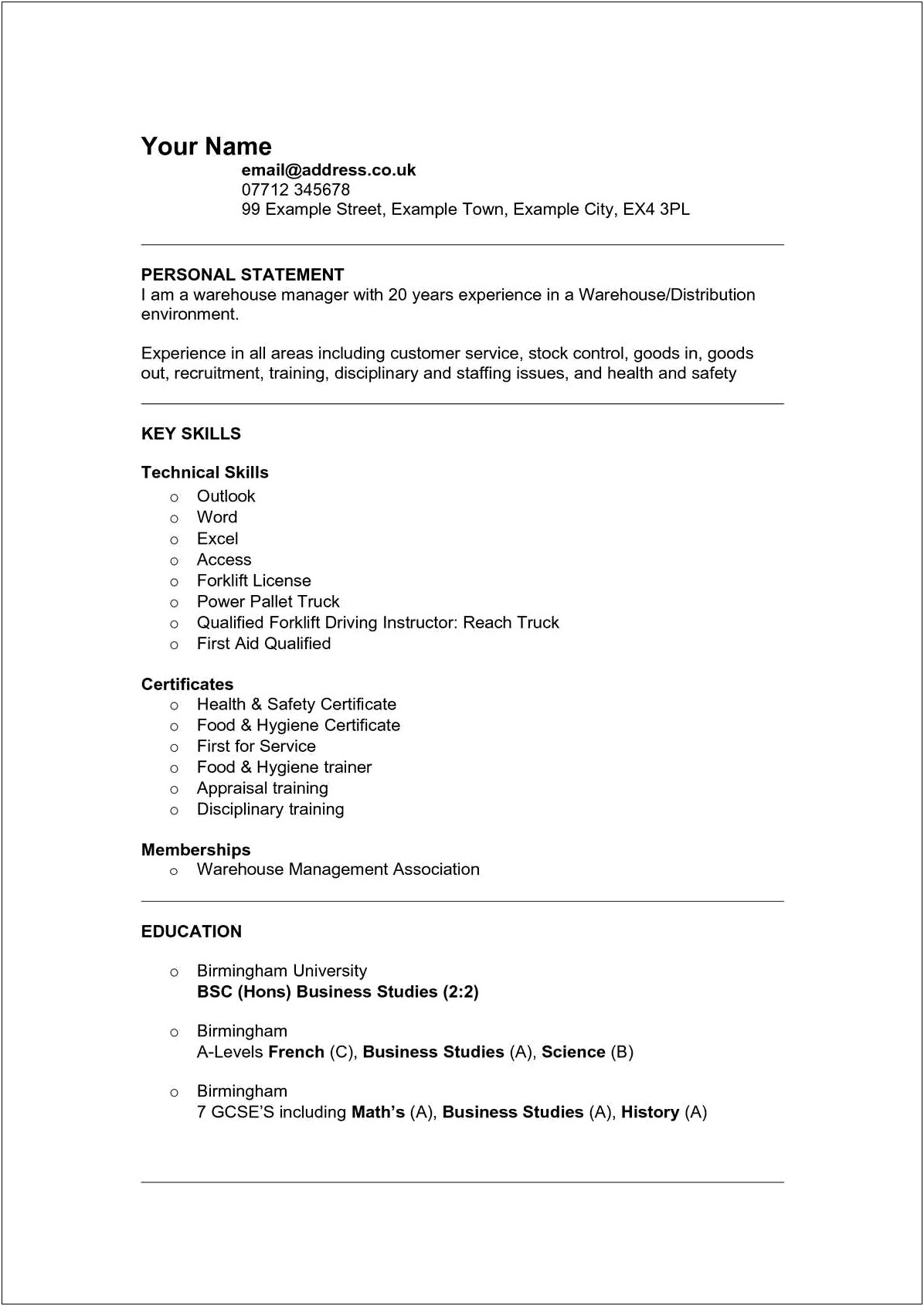 Resume Sample For A 3pl Company