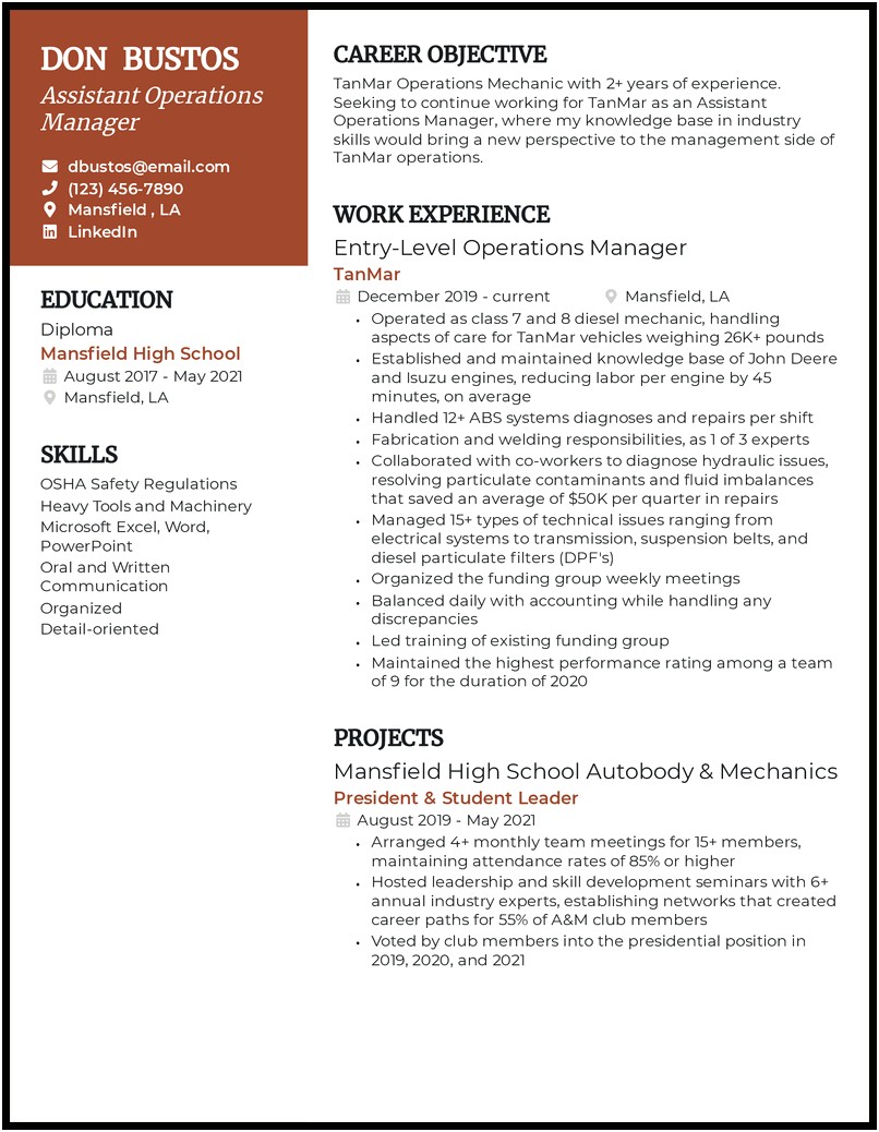 Resume Sample For A Directore Of Operations