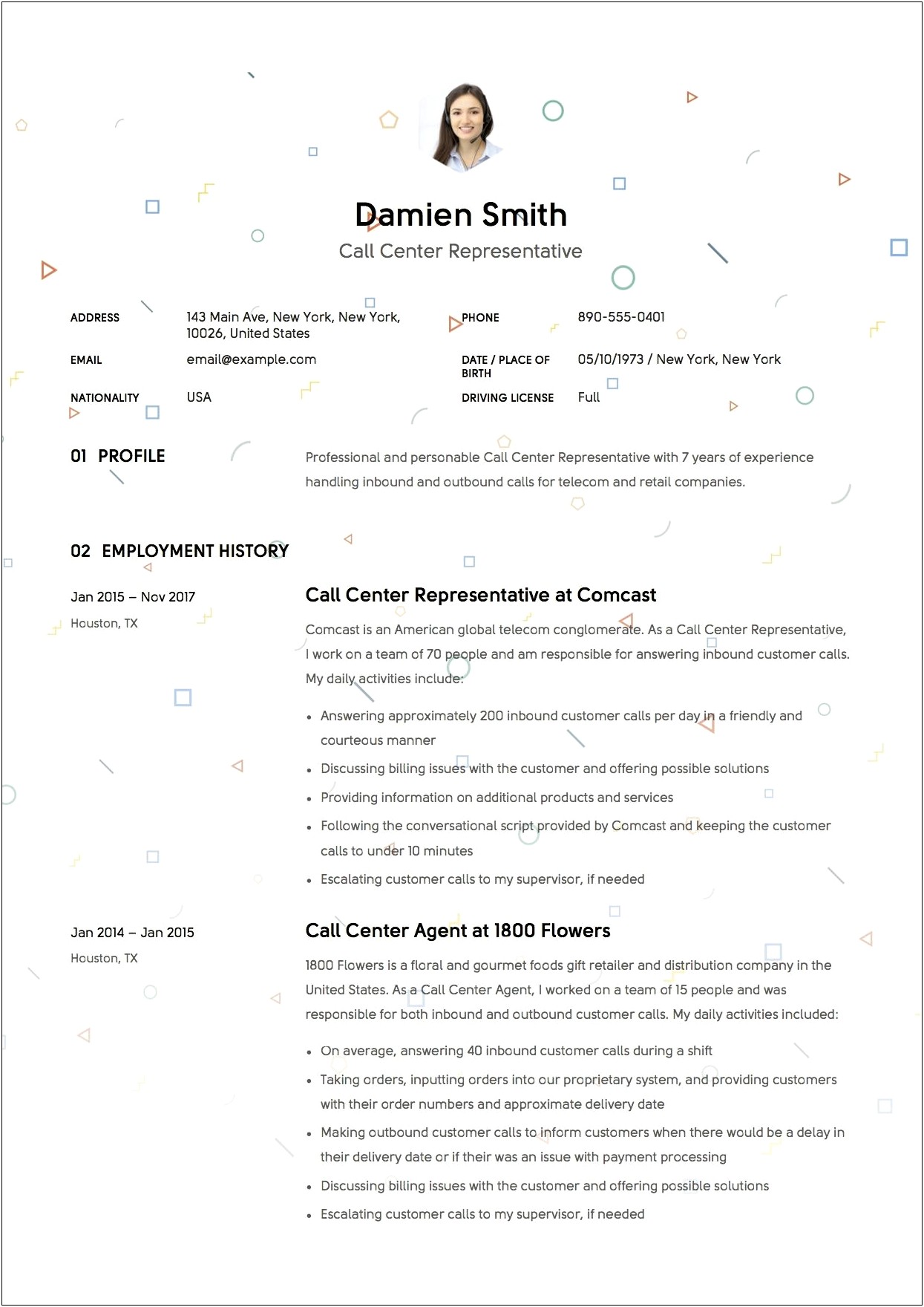 Resume Sample For Call Center Philippines